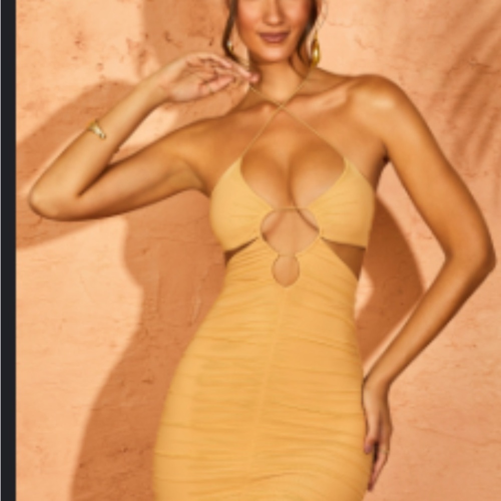 Sexy Yellow Halter Dress